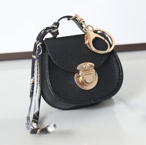 Black Mini Saddle Bag Charm/Air Pod Case with Gold Accents NEW